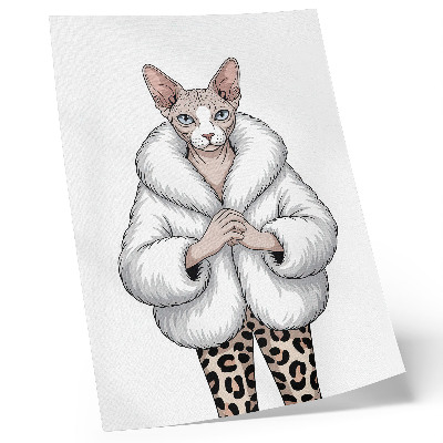 Poster Katze im Pelzmantel und Leopardenhose
