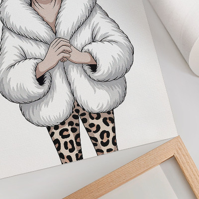 Poster Katze im Pelzmantel und Leopardenhose