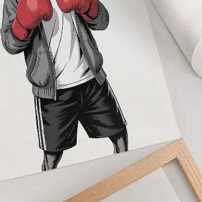 Wandposter Boxerhund mit Boxhandschuhen im sportlichen Design
