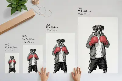 Wandposter Boxerhund mit Boxhandschuhen im sportlichen Design