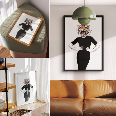 Kunstdruck leinwand Surrealistische Kombination aus Tiger und Kleid