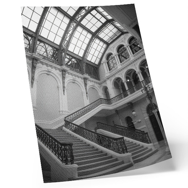 Kunstdruck leinwand Dekorative Treppe, große Fenster, hohe Decken