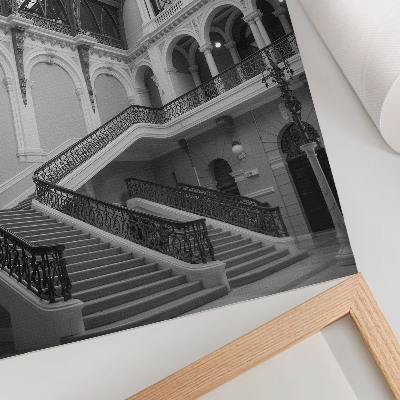 Kunstdruck leinwand Dekorative Treppe, große Fenster, hohe Decken