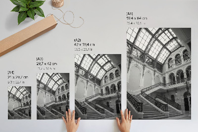 Kunstdruck leinwand Dekorative Treppe, große Fenster, hohe Decken