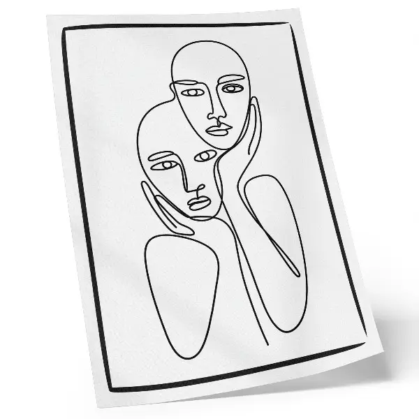 Wandposter mit eleganten schwarzen Gesichtskonturen im minimalistischen Stil