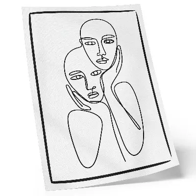 Wandposter mit eleganten schwarzen Gesichtskonturen im minimalistischen Stil