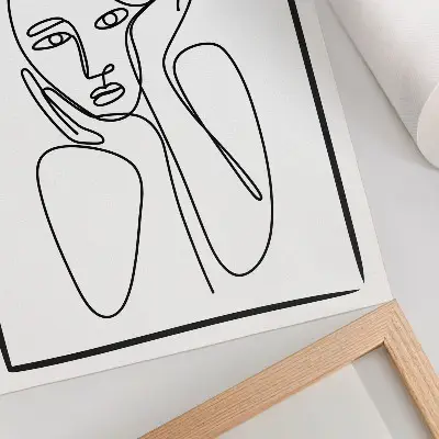 Wandposter mit eleganten schwarzen Gesichtskonturen im minimalistischen Stil