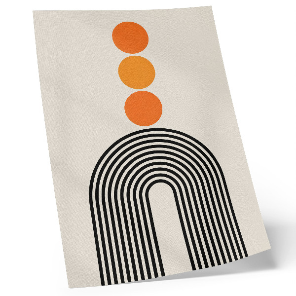 Poster Drei orangefarbene Kreise mit schwarzen fächerförmigen Linien