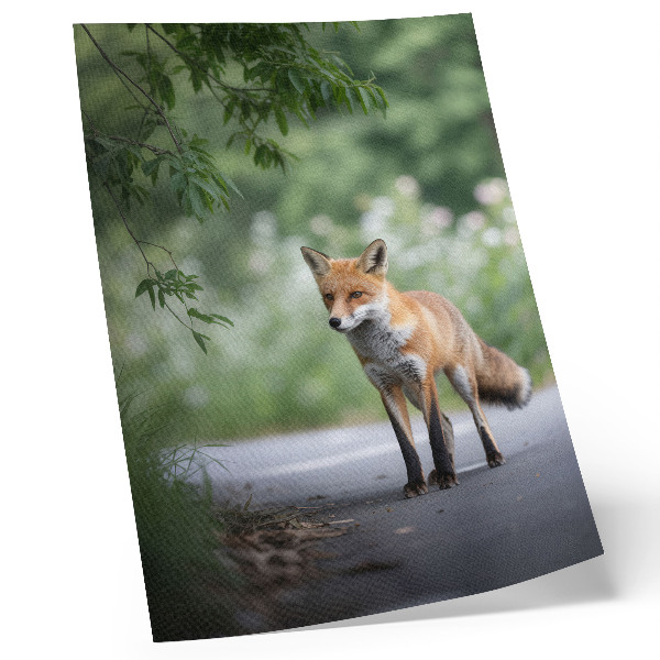 Wandposter Fuchs im Grünen, Naturfrieden, Minimalismus