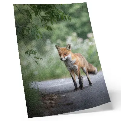 Wandposter Fuchs im Grünen im minimalistischen Naturstil