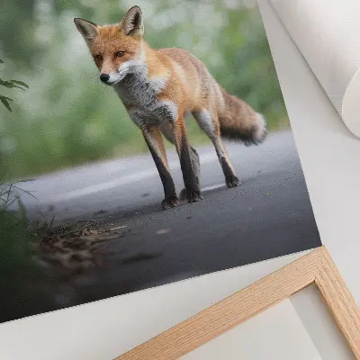 Wandposter Fuchs im Grünen im minimalistischen Naturstil