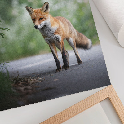 Wandposter Fuchs im Grünen, Naturfrieden, Minimalismus