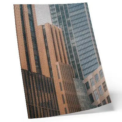 Wandposter mit Wolkenkratzer-Motiv in minimalistischer und eleganter Glasoptik mit Dynamik