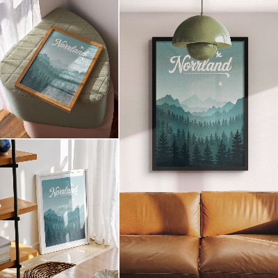 Poster Blaue Berge, grüne Bäume, Weltraum, Natur