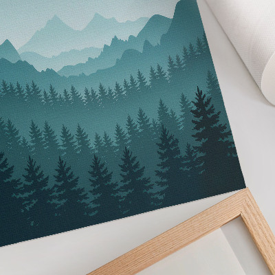 Poster Blaue Berge, grüne Bäume, Weltraum, Natur