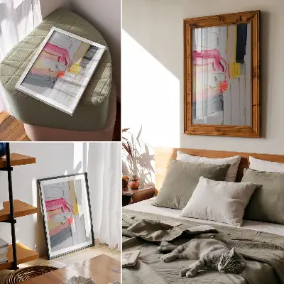 Kunstdruck auf Leinwand abstrakte Farbstreifen mit dynamischer Textur