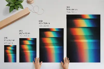 Kunstdruck auf Leinwand mit bunten horizontalen Streifen, Tiefenwirkung und Bewegung