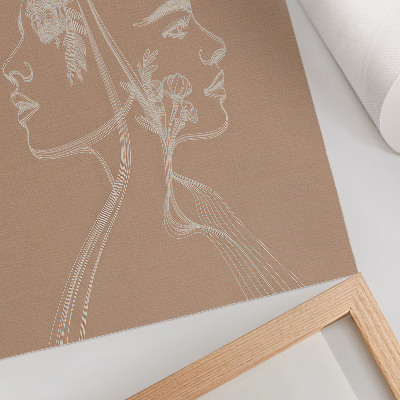 Wandposter Zwei Gesichter reihen sich an Blumen an, Zartheit und Harmonie