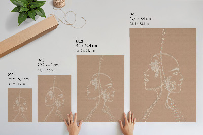 Wandposter Zwei Gesichter reihen sich an Blumen an, Zartheit und Harmonie