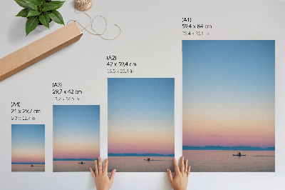 Kunstdruck leinwand Kajakfahren auf ruhiger See in Pastellfarben