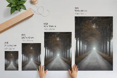 Kunstdruck auf Leinwand herbstlicher Nebel in einer Gasse mit symmetrischer und harmonischer Komposition