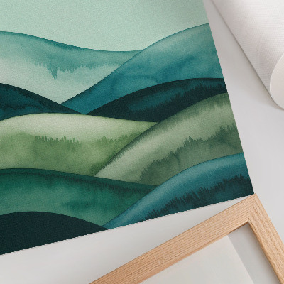 Kunstdruck leinwand Grüne Hügel, türkisfarbene Atmosphäre, Aquarellstil