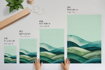 Kunstdruck leinwand Grüne Hügel, türkisfarbene Atmosphäre, Aquarellstil