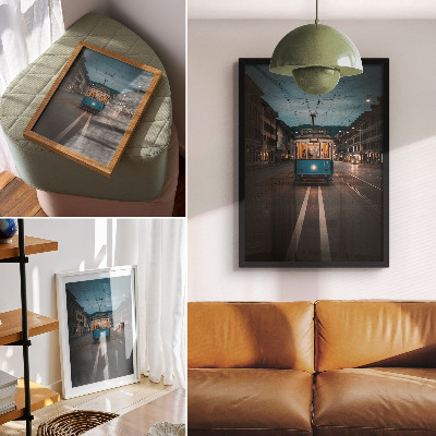 Kunstdruck leinwand Abendliche Straßenbahnlichter, Retro-Energie