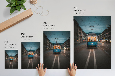 Kunstdruck leinwand Abendliche Straßenbahnlichter, Retro-Energie