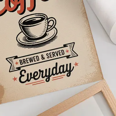 Wandposter mit Motiv einer Tasse im Retro-Café-Stil