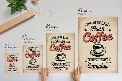 Wandposter mit Motiv einer Tasse im Retro-Café-Stil