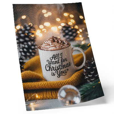 Poster Tasse mit der Aufschrift Schal gelbes warmes Licht