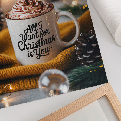 Poster Tasse mit der Aufschrift Schal gelbes warmes Licht