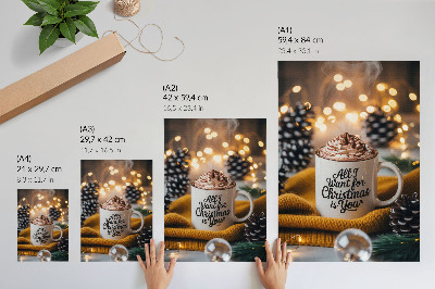 Poster Tasse mit der Aufschrift Schal gelbes warmes Licht