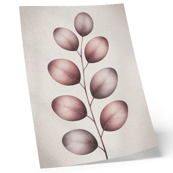 Kunstdruck auf Leinwand Zweig mit rosa Blättern in minimalistischem Stil
