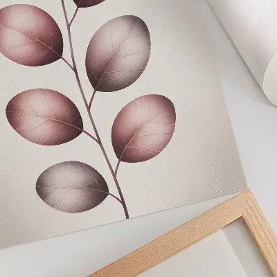 Kunstdruck auf Leinwand Zweig mit rosa Blättern in minimalistischem Stil