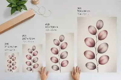 Kunstdruck auf Leinwand Zweig mit rosa Blättern in minimalistischem Stil