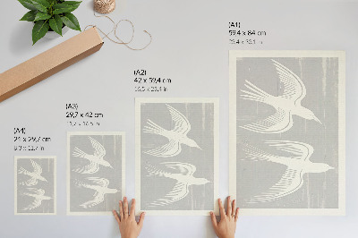 Wandposter Vögel auf grauem Hintergrund, Harmonie und Schlichtheit