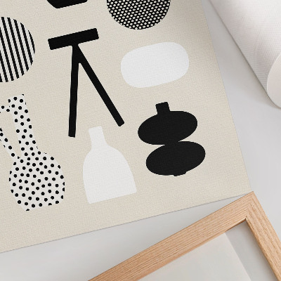 Poster Schwarze und weiße geometrische Muster auf beigem Hintergrund