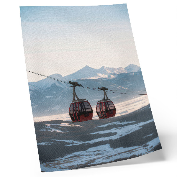 Kunstdruck leinwand Winterliche Berglandschaften mit Seilbahn