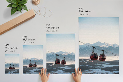 Kunstdruck leinwand Winterliche Berglandschaften mit Seilbahn