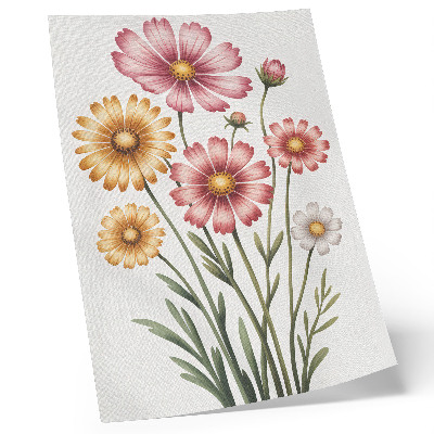 Poster Gelbe und rosa Blüten in einem üppigen Strauß