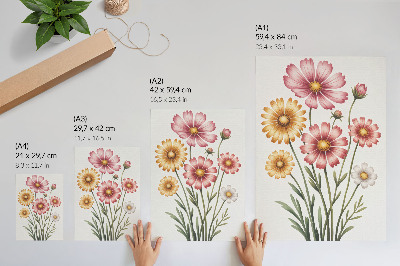 Poster Gelbe und rosa Blüten in einem üppigen Strauß