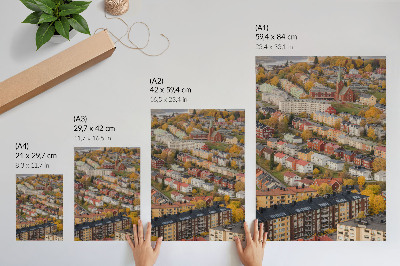 Wandposter Bunte Gebäude in gewundenen Straßen