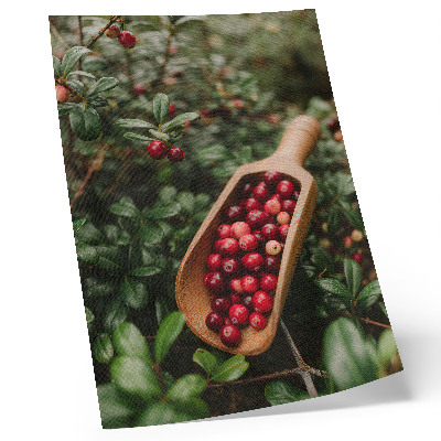 Poster Leuchtende Farben von Blättern und Früchten in einer Holzschaufel