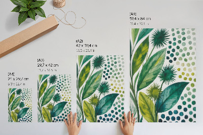 Kunstdruck leinwand Grüne Blätter, Punkte, Natur, Frische, Boho
