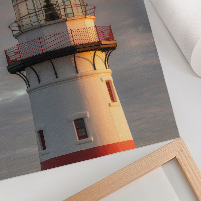 Kunstdruck leinwand Roter Leuchtturm, Sonnenuntergang, ruhig