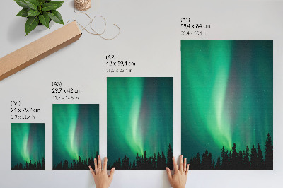 Poster Aurora grüne Bäume Nacht magische Natur