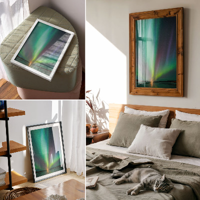 Kunstdruck leinwand Nordlichter über einer nächtlichen Landschaft voller Sterne