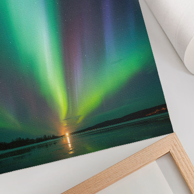 Kunstdruck leinwand Nordlichter über einer nächtlichen Landschaft voller Sterne